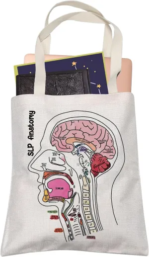 LEVLO SLP Anatomy Speech Language Pathologist Shopping Bag Speechie Educational Physiology Study Help Tote Bag