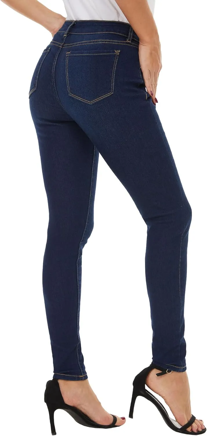 LICTZNEE Womens Skinny Jeans Mid Rise, Stretch Denim Jean Slim Fit Leg Elastic Waist Pants with Pockets