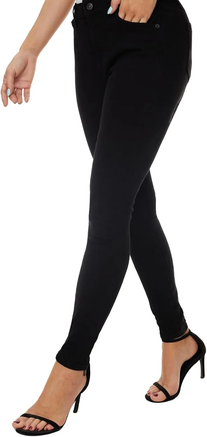 LICTZNEE Womens Skinny Jeans Mid Rise, Stretch Denim Jean Slim Fit Leg Elastic Waist Pants with Pockets