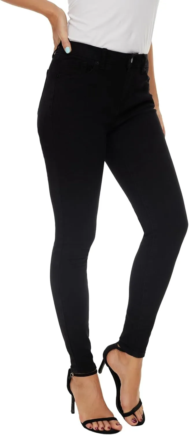LICTZNEE Womens Skinny Jeans Mid Rise, Stretch Denim Jean Slim Fit Leg Elastic Waist Pants with Pockets