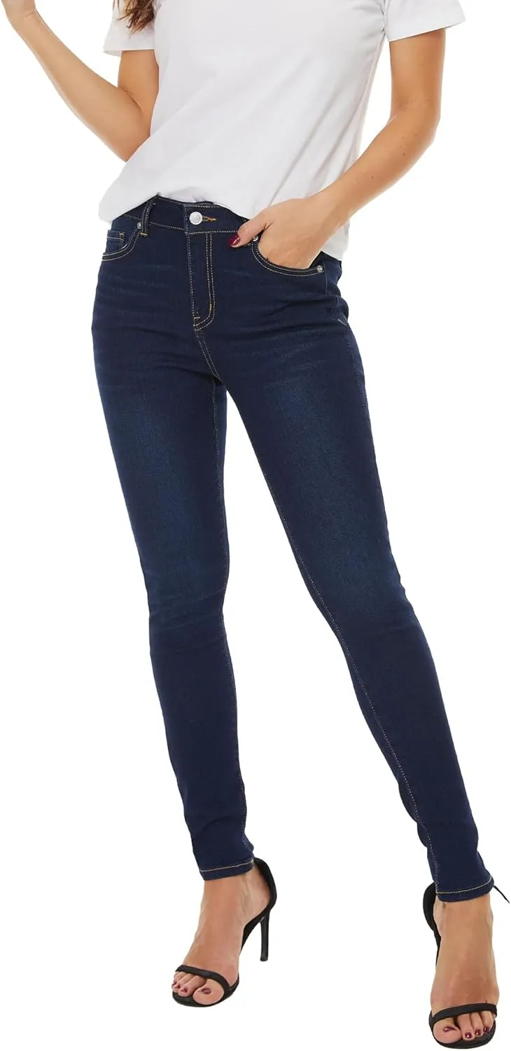 LICTZNEE Womens Skinny Jeans Mid Rise, Stretch Denim Jean Slim Fit Leg Elastic Waist Pants with Pockets