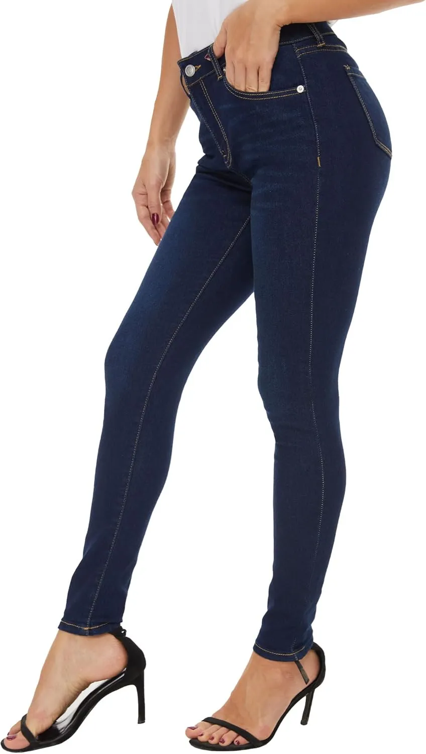 LICTZNEE Womens Skinny Jeans Mid Rise, Stretch Denim Jean Slim Fit Leg Elastic Waist Pants with Pockets