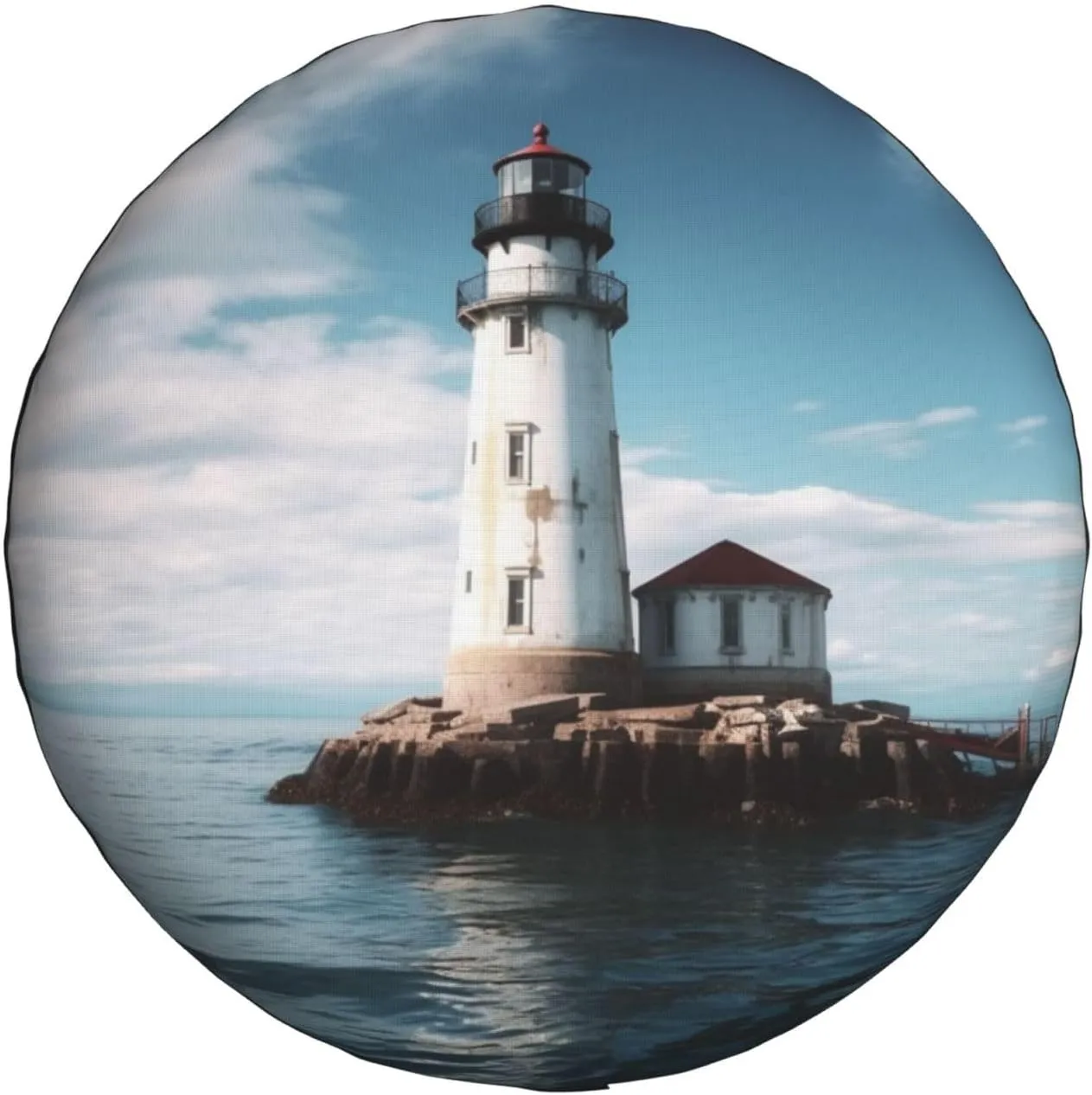 Light House Tire Cover Outdoor Waterproof Snow Sun Rain Wheel Cover Portable Wheel Bags Camper Spare Tire Cover Universal Car Tire Protectors for Trailer RV SUV