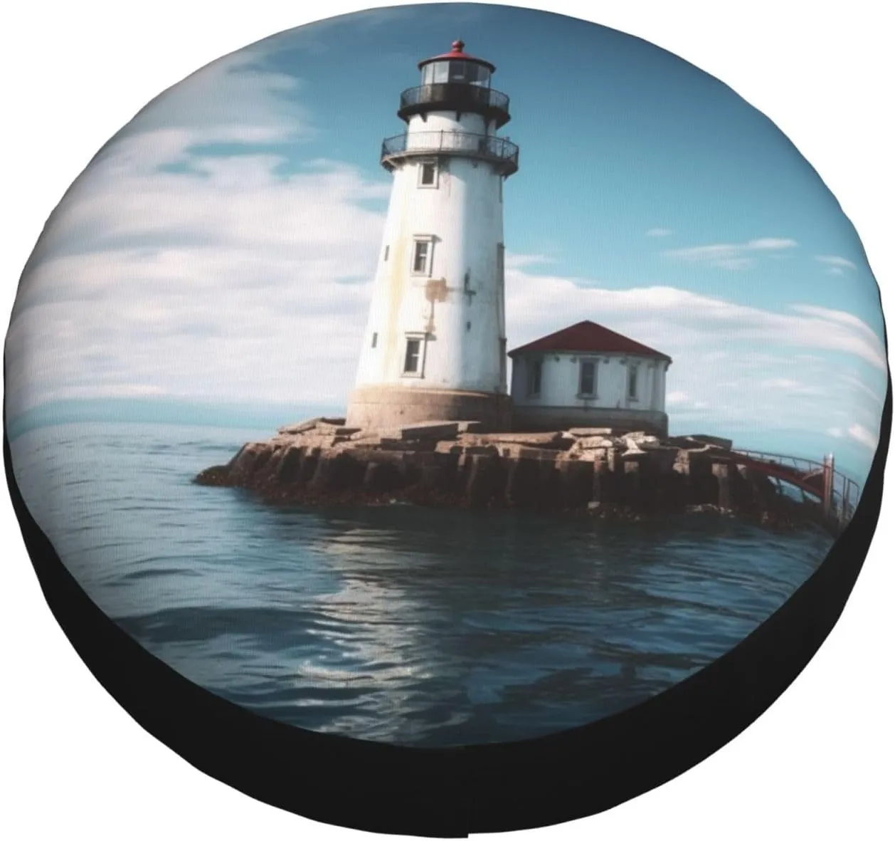 Light House Tire Cover Outdoor Waterproof Snow Sun Rain Wheel Cover Portable Wheel Bags Camper Spare Tire Cover Universal Car Tire Protectors for Trailer RV SUV