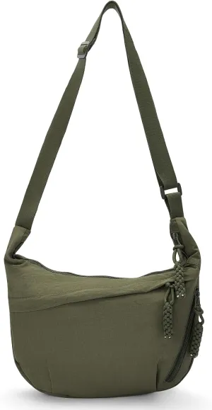 Lightweight Nylon Crossbody Bag for Women & Men - Multi-Pocket Moon Dumpling Sling Bag