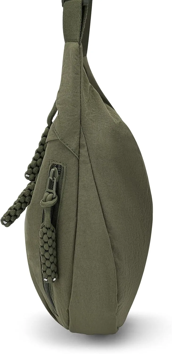 Lightweight Nylon Crossbody Bag for Women & Men - Multi-Pocket Moon Dumpling Sling Bag