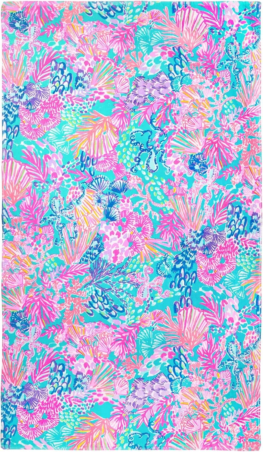 Lilly Pulitzer Oversized Pool/Beach Towel, 40 x 70, Large Terry Cloth Towel for Adults, Splendor in The Sand