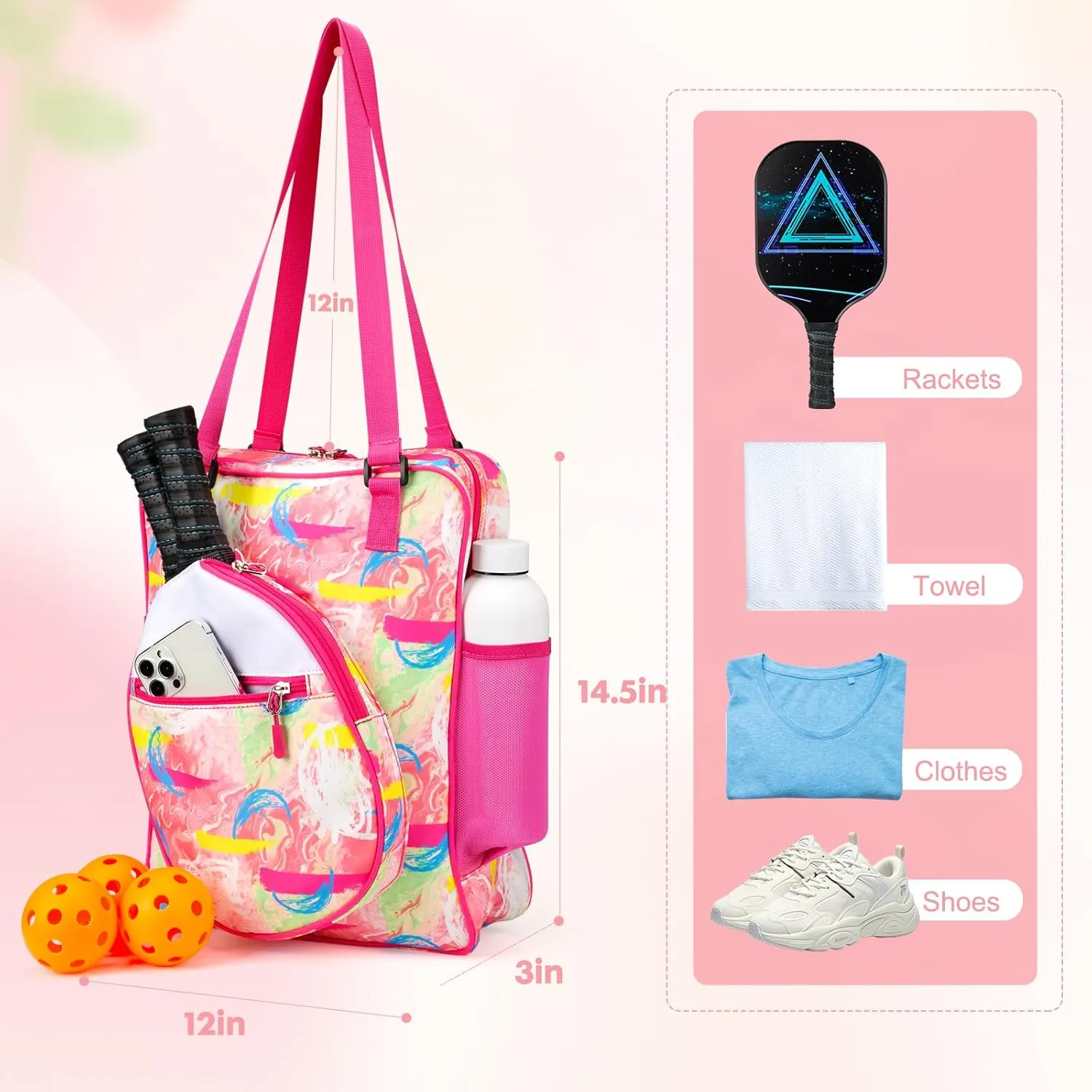 Lily queen Pickleball Bag Sport Pickleball Shoulder Bag for Women Men - Casual Rackets Bags