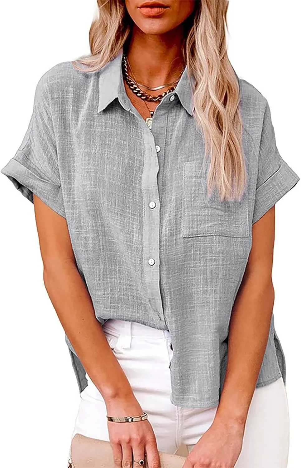 Linen Shirts for Women Shirt Long Cotton Casual Solid Women Sleeve Women's Blouse Striped Shirt Women Flannel Shirt