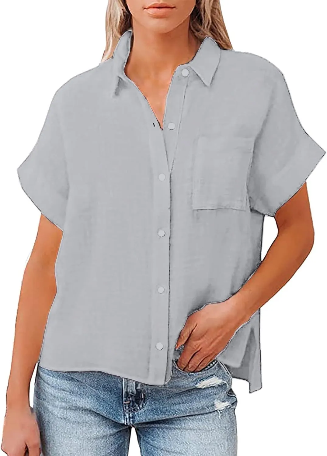 Linen Shirts for Women Shirt Long Cotton Casual Solid Women Sleeve Women's Blouse Striped Shirt Women Flannel Shirt