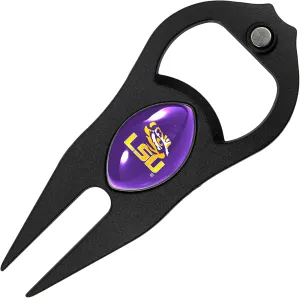LinksWalker Collegiate Hat Trick Golf Divot Fixer Tool, Football Shaped Magnetic Team Ball Marker, 5-in-1 Multi-Purpose Tool with Bottle Opener, Gift for Golfer