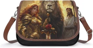Lion And God Woman Warriores of God Crossbody Bags for Women Leather Tote Bag Handbag Purse for Work Travel