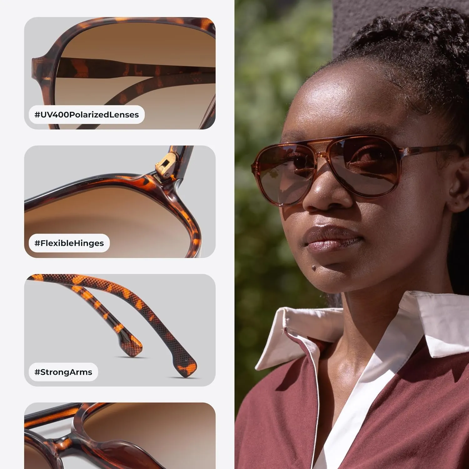 livho Trendy Polarized Aviator Sunglasses Women Men, Retro Sun Glasses for Women Men 2025, Oversized UV Protection Shades