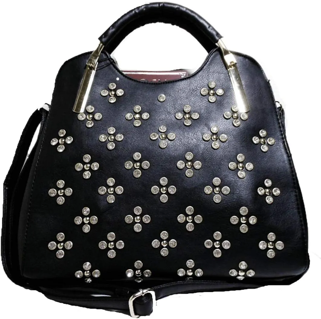 LOEM Designer Blink Burgundy Red Lock Rhonestone OFF White Shoulder Bag F17e48 (black)