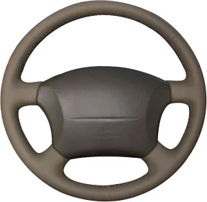 Loncky Custom Fit Dark Brown Genuine Leather Steering Wheel Cover for Toyota Land Cruiser 1995 1996 1997 1998 1999 2000 2001 2002 Accessories Car Interior Hand Stitched OEM Parts