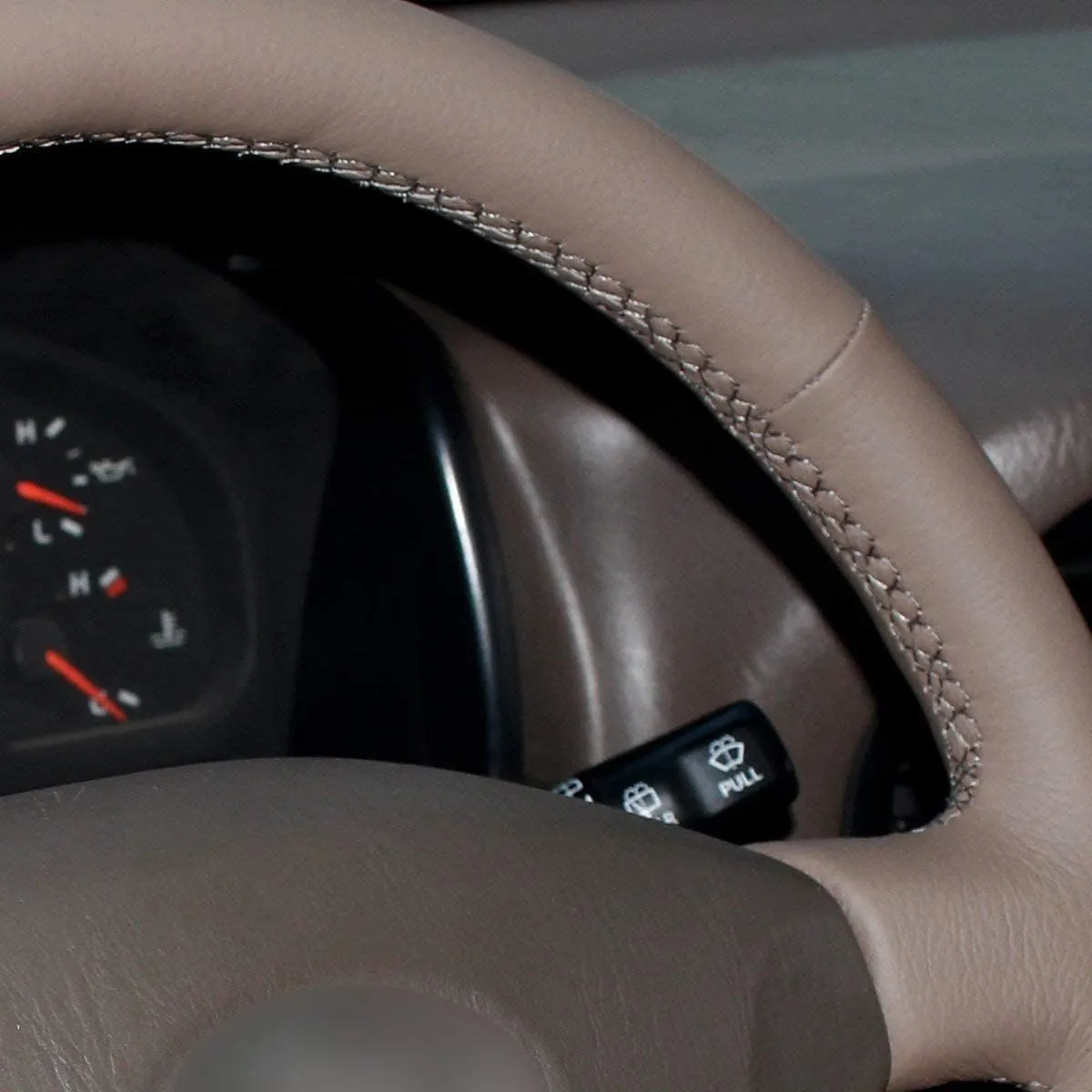 Loncky Custom Fit Dark Brown Genuine Leather Steering Wheel Cover for Toyota Land Cruiser 1995 1996 1997 1998 1999 2000 2001 2002 Accessories Car Interior Hand Stitched OEM Parts