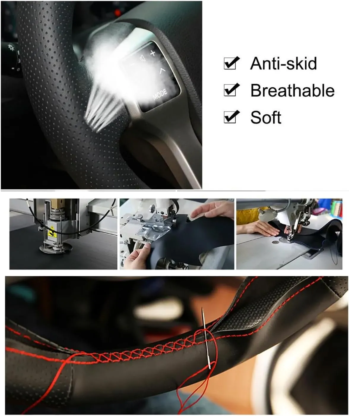 Loncky Custom Steering Wheel Cover for Scion FR-S 2013 2014 2015 2016 / Subaru BRZ 2013 2014 2015 2016 / Toyota 86 Carbon Fiber Leather Hand Stitched DIY Accessories