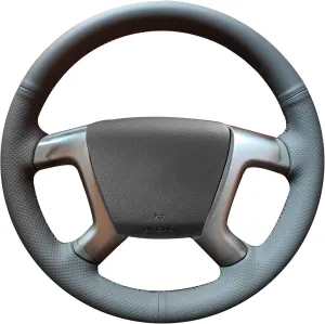 Loncky Leather Steering Wheel Cover for Chevrolet 2008-2013 Silverado 1500 /Silverado 2500 3500/2007-2014 Tahoe/2007-2014 Suburban 1500/2007-2013 Avalanche 1500/2009-2015 Traverse/Express