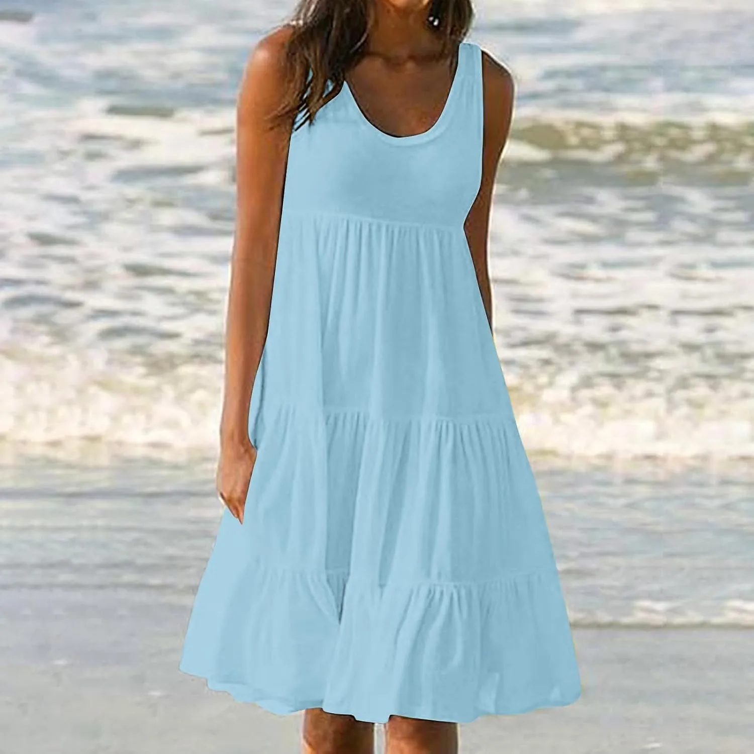 Loose Dress for Women 2025 Oversized Tiered a Line Tank Dresses Sleeveless Flowy Sundress Beach Vacation Outfits
