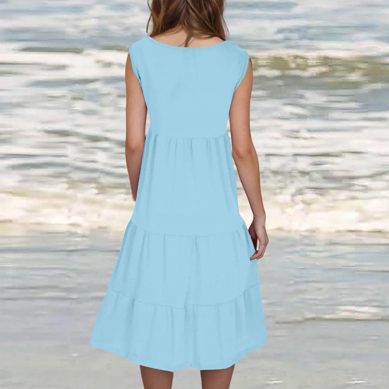 Loose Dress for Women 2025 Oversized Tiered a Line Tank Dresses Sleeveless Flowy Sundress Beach Vacation Outfits