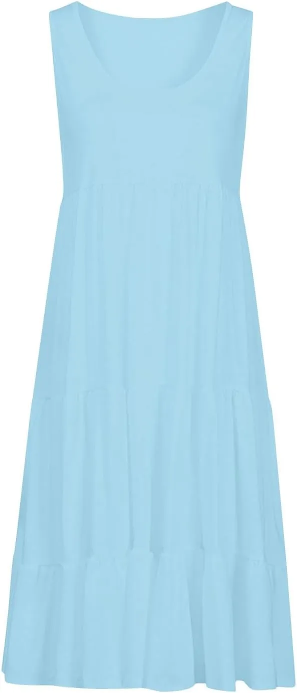 Loose Dress for Women 2025 Oversized Tiered a Line Tank Dresses Sleeveless Flowy Sundress Beach Vacation Outfits