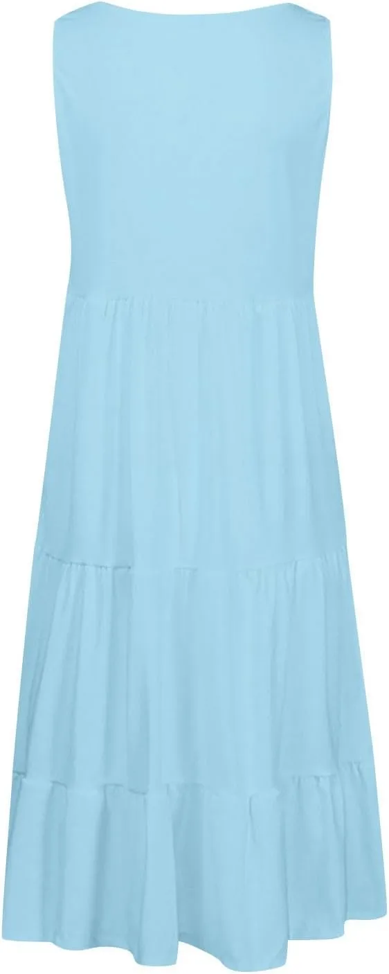 Loose Dress for Women 2025 Oversized Tiered a Line Tank Dresses Sleeveless Flowy Sundress Beach Vacation Outfits