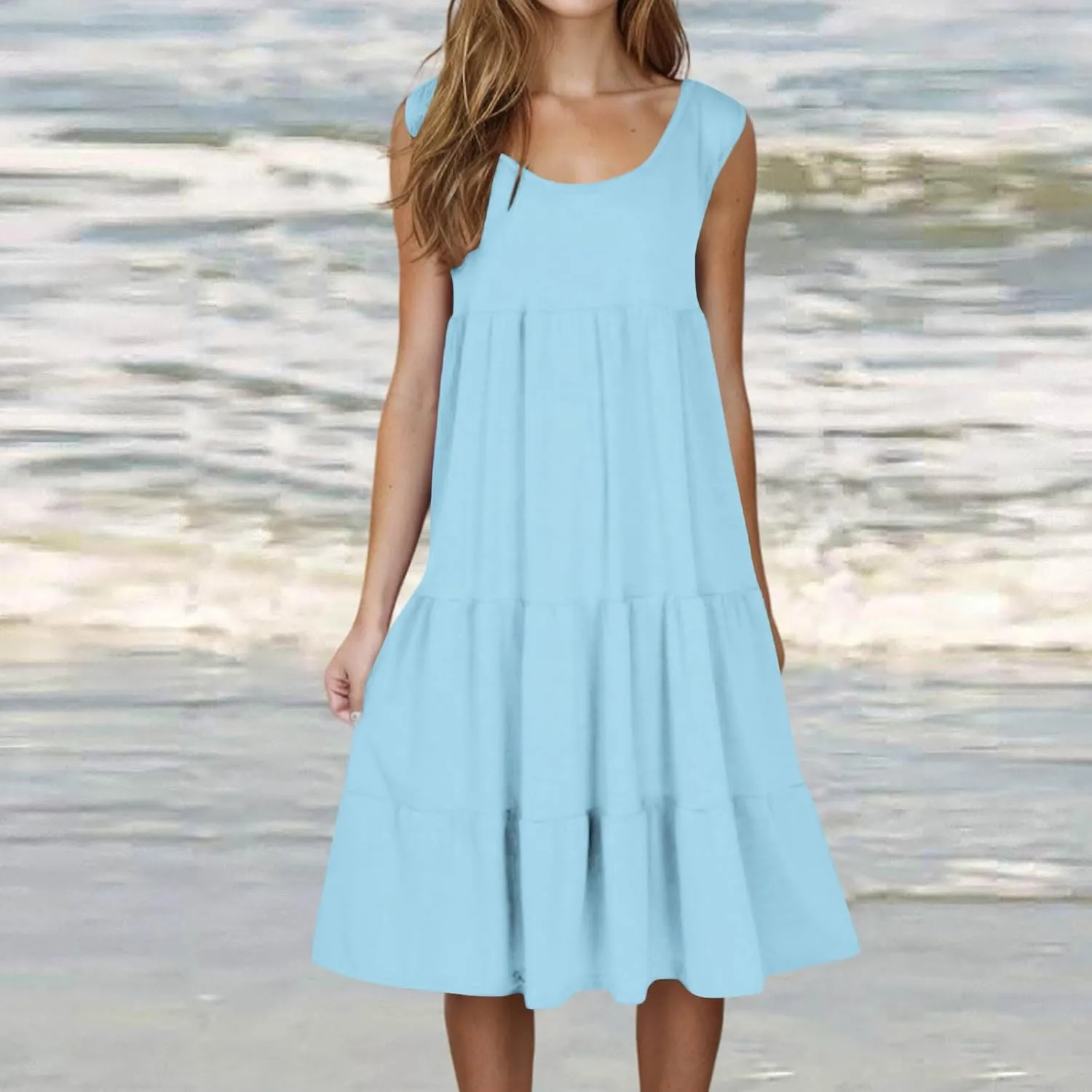Loose Dress for Women 2025 Oversized Tiered a Line Tank Dresses Sleeveless Flowy Sundress Beach Vacation Outfits