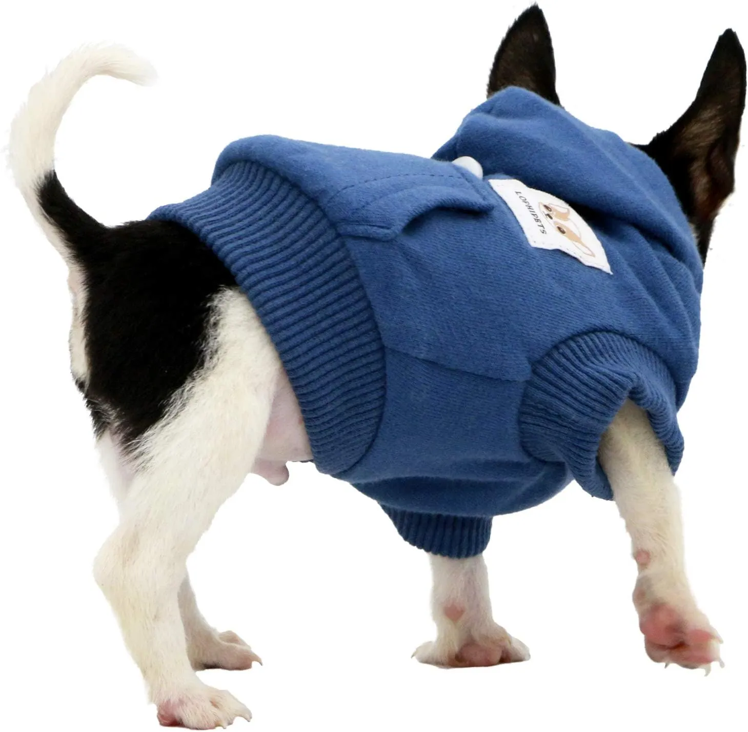 LOPHIPETS Dog Cotton Hoodies Sweatshirts for Small Dogs Chihuahua Puppy Clothes Cold Weather Coat-Navy/XXS