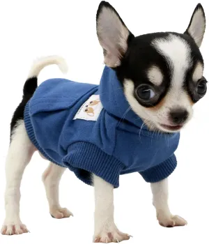 LOPHIPETS Dog Cotton Hoodies Sweatshirts for Small Dogs Chihuahua Puppy Clothes Cold Weather Coat-Navy/XXS