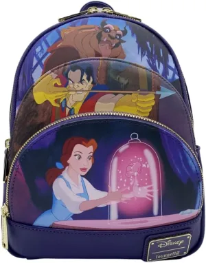 Loungefly Beauty and the beast Scene Triple Pocket Double Strap Shoulder Bag
