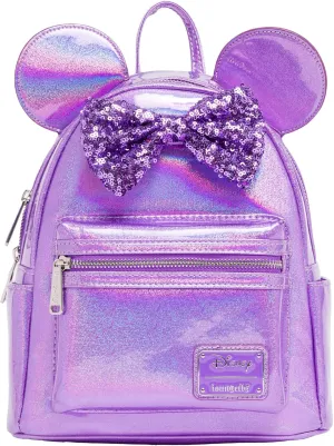 Loungefly Disney Minnie Mouse Glitter Sparkle Womens Double Strap Shoulder Bag Purse