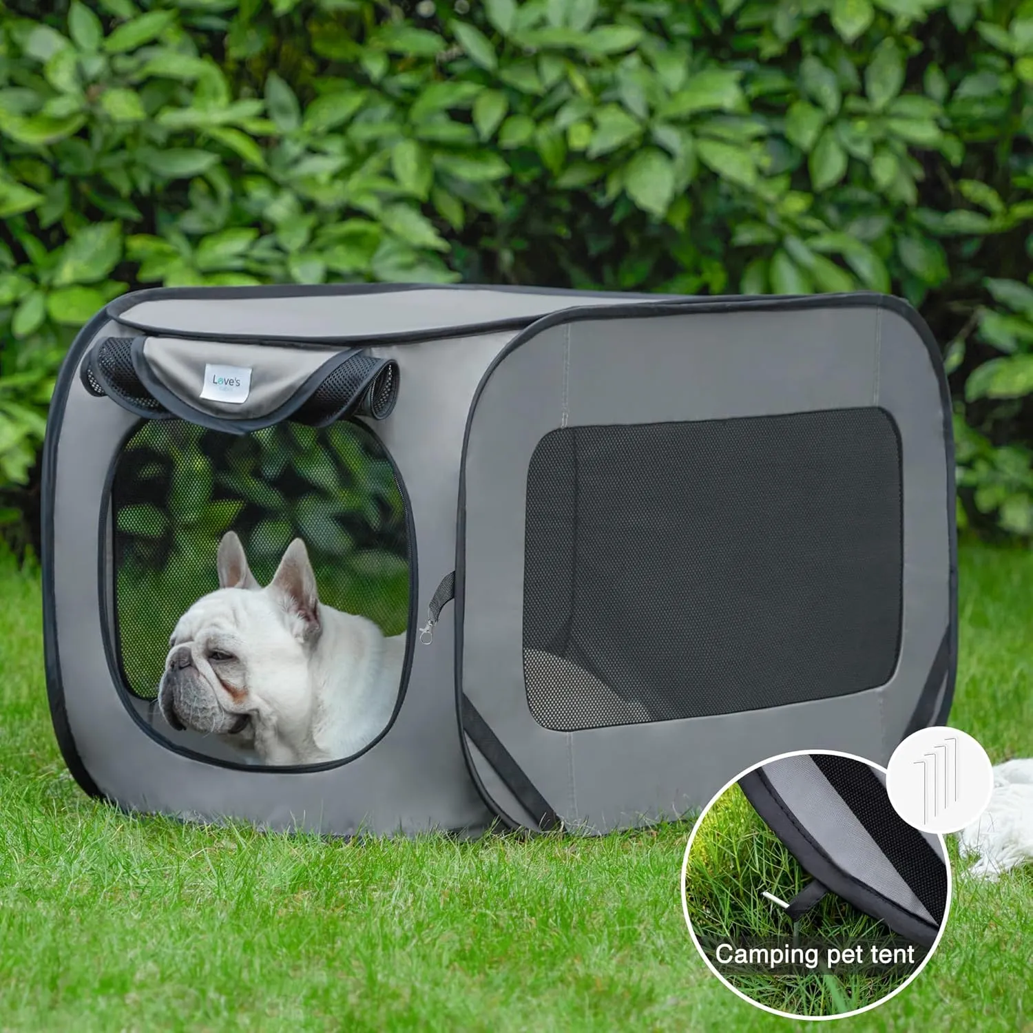 Love's cabin 44in Portable Large Dog Bed - Pop Up Dog Kennel, Indoor Outdoor Crate for Pets, Portable Car Seat Kennel, Cat Bed Collection, Grey