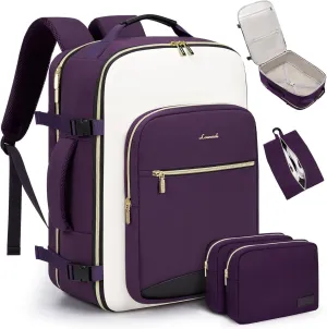 LOVEVOOK 40L Carry on Backpack for Women with 3 Packing Cubes, Large Travel Backpack for Airplanes, TSA Personal Item Travel Bag fits 17" Laptop, Waterproof Travel Essentials Airline Approved
