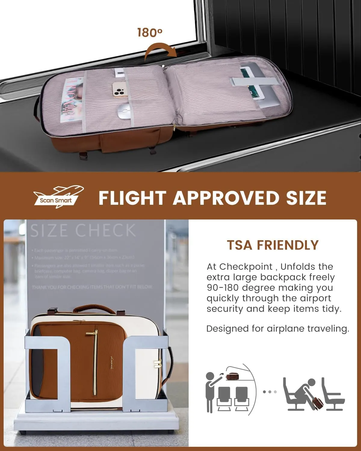LOVEVOOK 40L Travel Backpack for Women & Men, Large Carry on Backpack for Airplanes with 3 Packing Cubes, TSA Personal Item Travel Bag fits 17" Laptop, Waterproof Travel Essentials Airline Approved