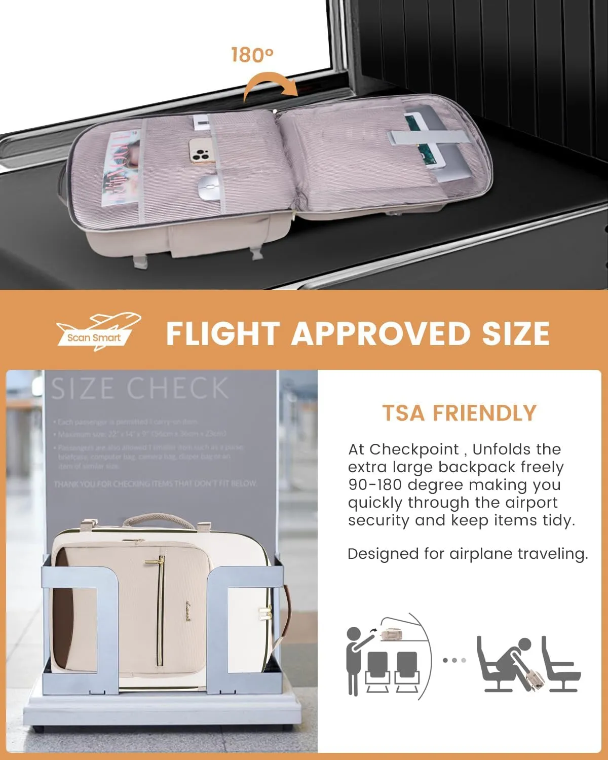 LOVEVOOK 40L Travel Backpack for Women & Men, Large Carry on Backpack for Airplanes with 3 Packing Cubes, TSA Personal Item Travel Bag fits 17" Laptop, Waterproof Weekender Essentials Airline Approved