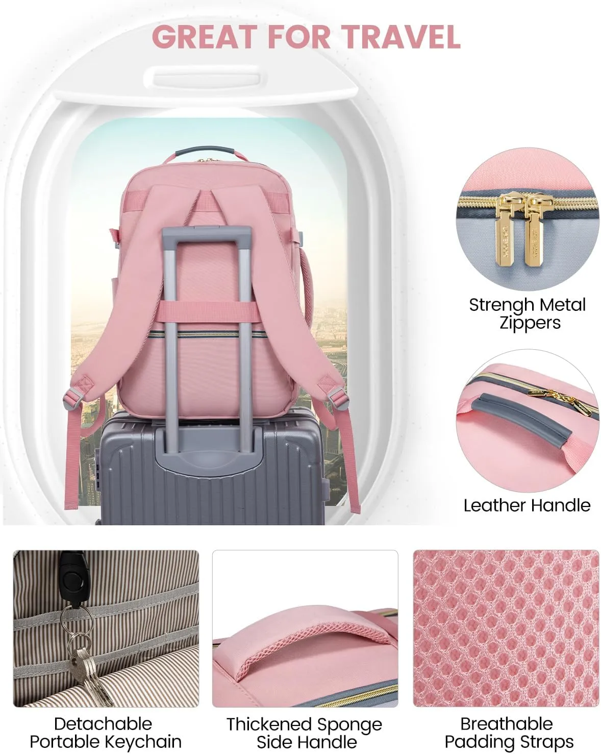 LOVEVOOK 50L Carry on Backpack for Women & Men with 3 Packing Cubes, Large Travel Backpack for Airplanes, TSA Personal Item Travel Bag with Laptop Pocket, Travels Essentials Airline Approved