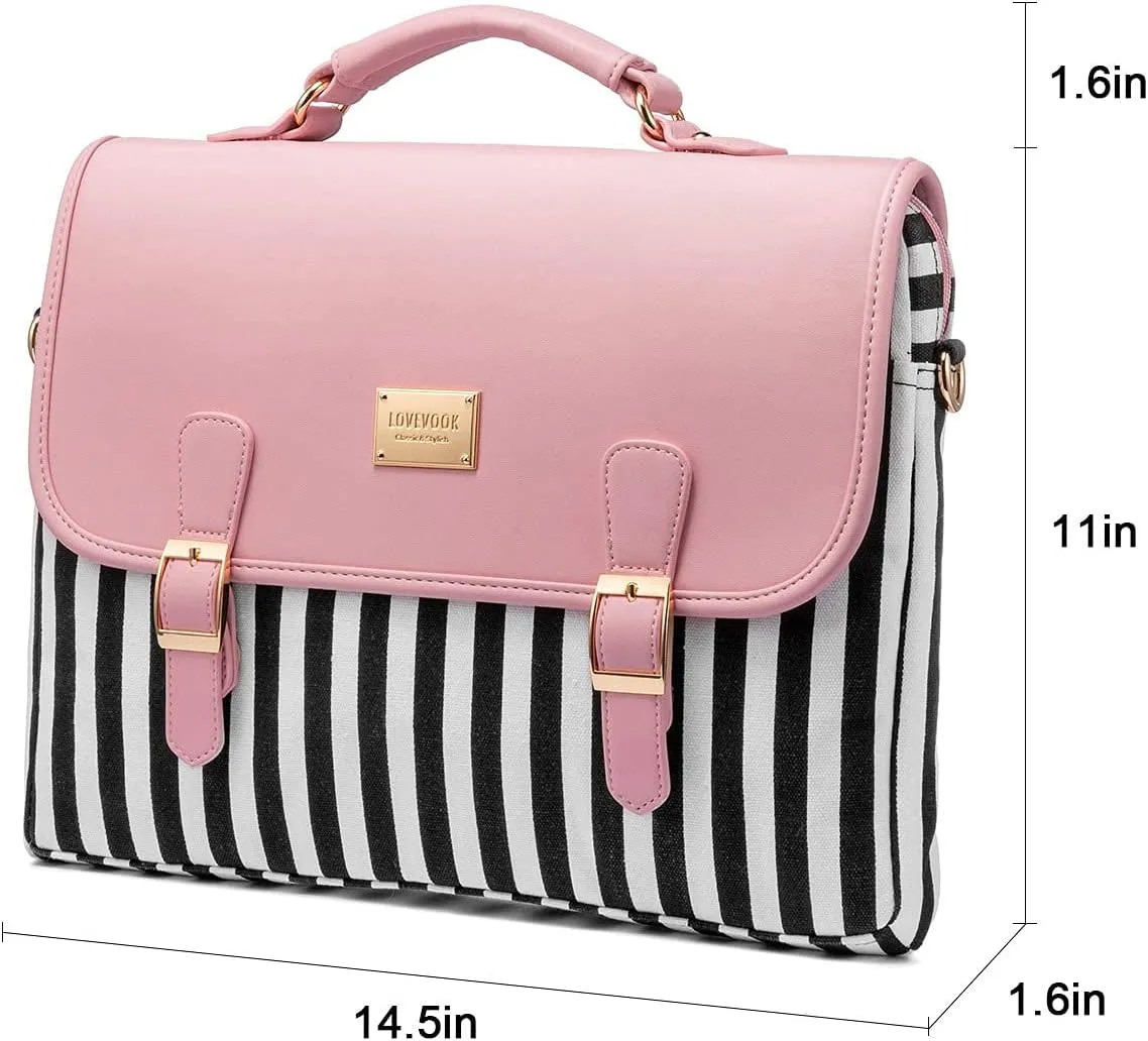 LOVEVOOK Computer Bags for Women, Laptop Bag 14 Inch, Laptop Case with Trolley Sleeve, Pink Messenger Bag, Super Cute Laptop Sleeve