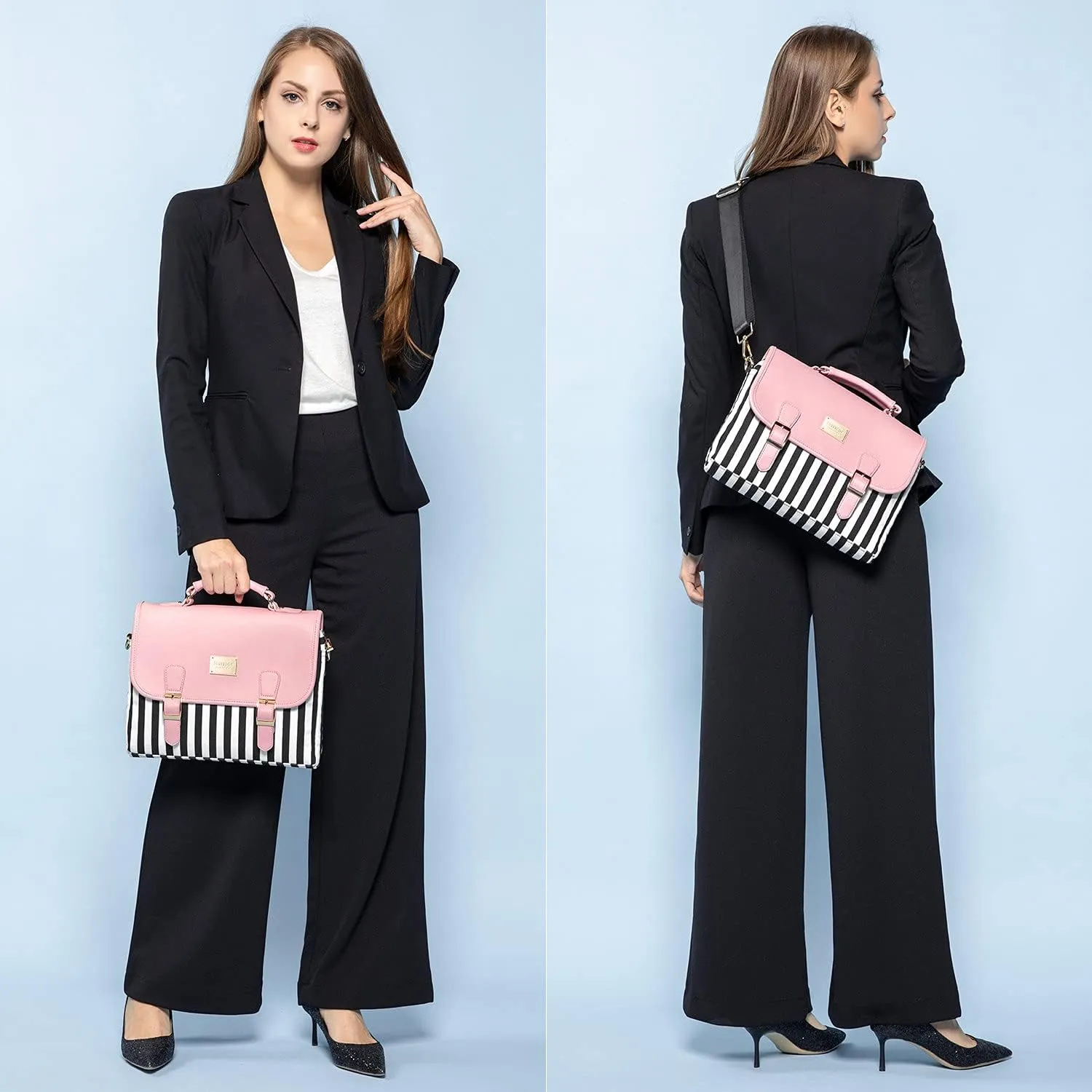 LOVEVOOK Computer Bags for Women, Laptop Bag 14 Inch, Laptop Case with Trolley Sleeve, Pink Messenger Bag, Super Cute Laptop Sleeve