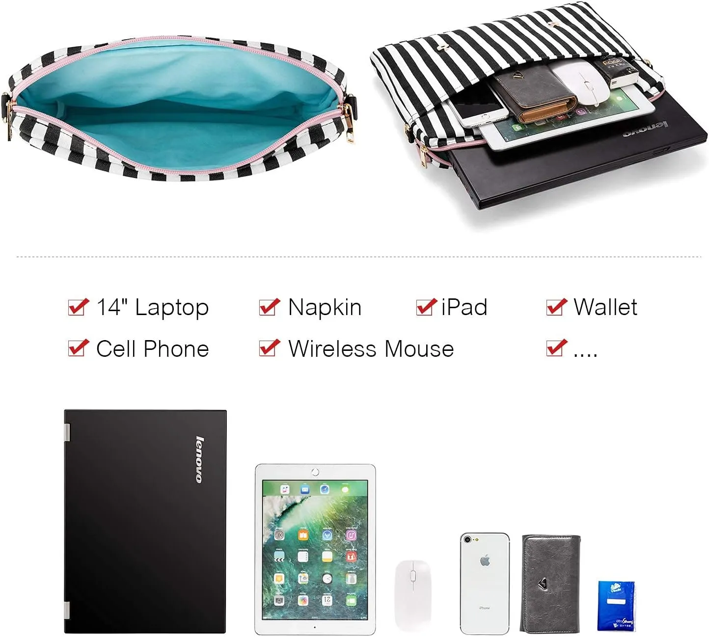 LOVEVOOK Computer Bags for Women, Laptop Bag 14 Inch, Laptop Case with Trolley Sleeve, Pink Messenger Bag, Super Cute Laptop Sleeve