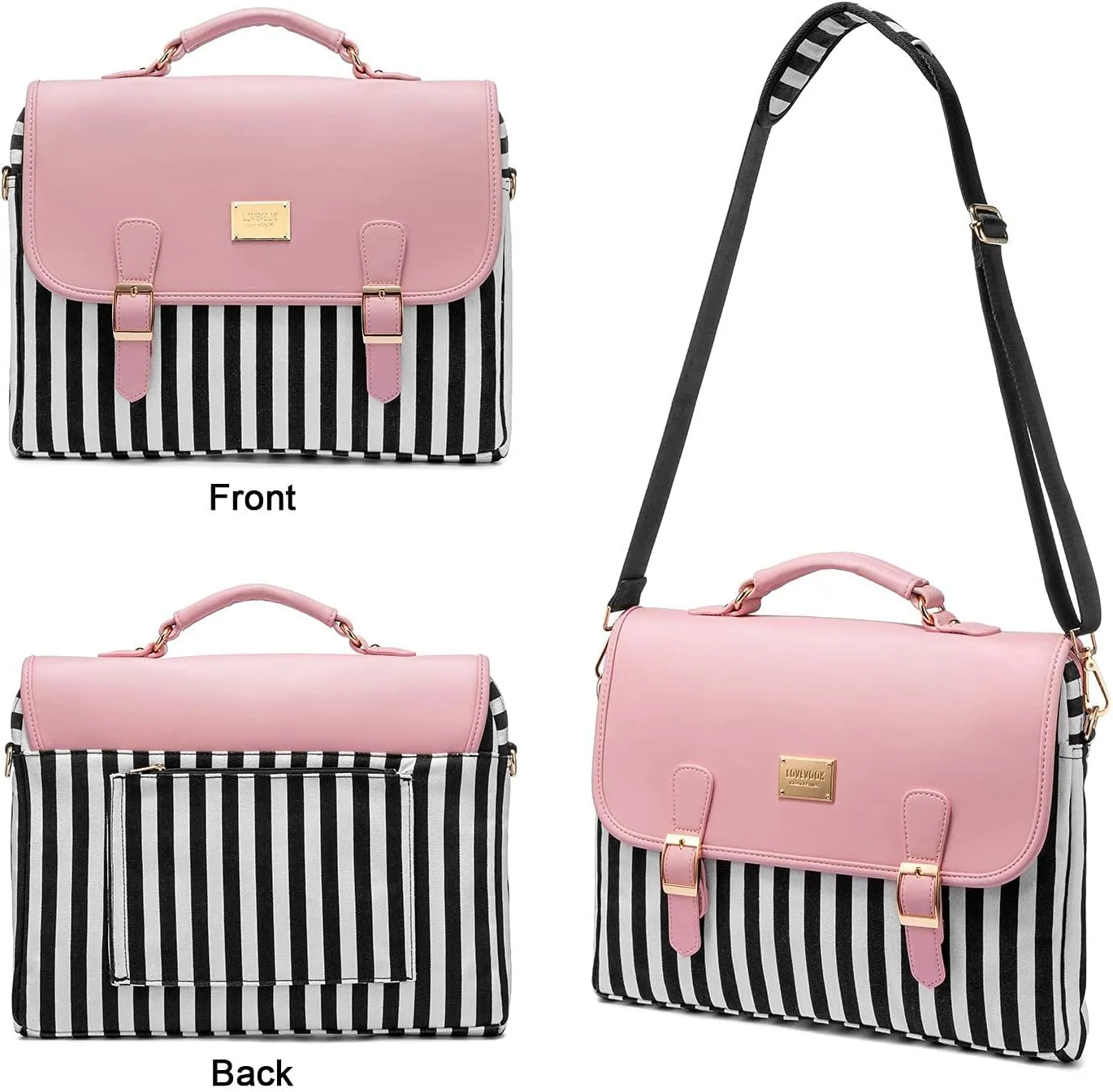 LOVEVOOK Computer Bags for Women, Laptop Bag 14 Inch, Laptop Case with Trolley Sleeve, Pink Messenger Bag, Super Cute Laptop Sleeve
