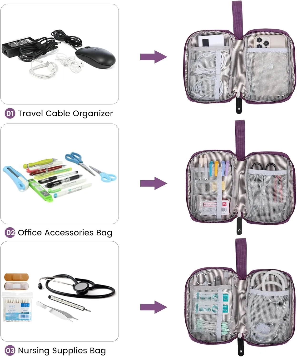 LOVEVOOK Laptop Backpack, Travel Bag with 17.3 inch Laptop Compartment, Water Resistant Teacher Nurse Doctor Work Bag, Anti-theft Daypack, Purple Black