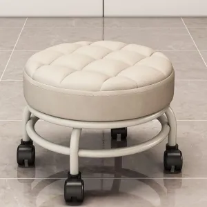Low Height Wheeled Stool PU Leather Wheeled Seat with Reinforced 360° Swivel Casters, Compact Ergonomic Seat for Men, Women, Boys, Girls, Furniture, Gift,