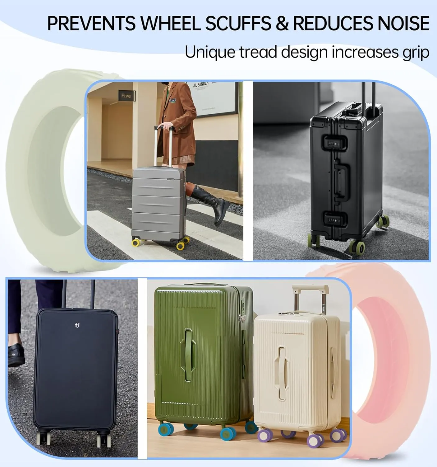 Luggage Wheel Covers suitcase wheel covers Luggage Wheel Protector Covers for 2.1-2.4 inchs 8 Spinner Wheel Suitcases (8, Dark blue)