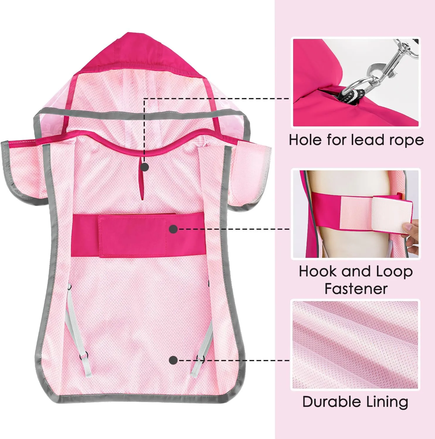 Lukovee Dog Raincoat, Adjustable Dog Rain Jacket with Clear Hooded Double Layer for Large Medium Small Dogs Puppies, Waterproof Dog Rain Coat Poncho with Reflective Storage Pocket & Rim(XL, FU)