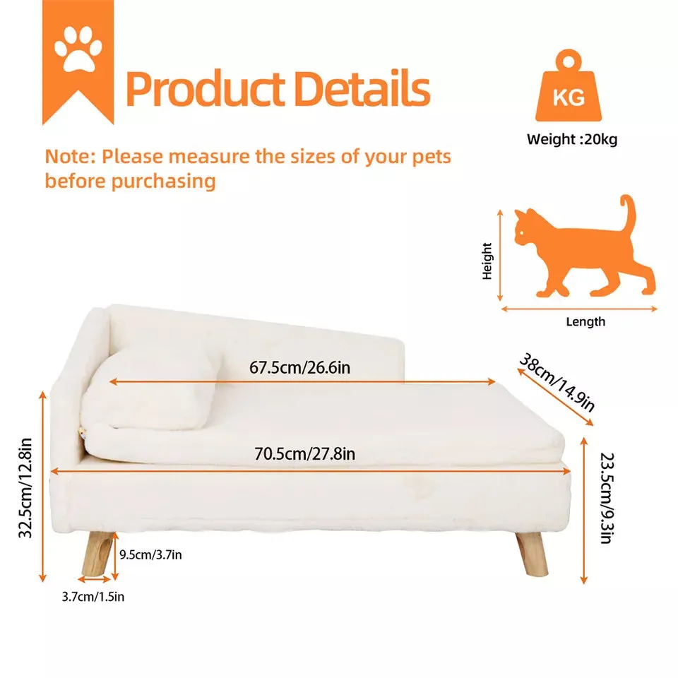 Luxurious Rectangular Pet Sofa Bed with Anti-Skid Base