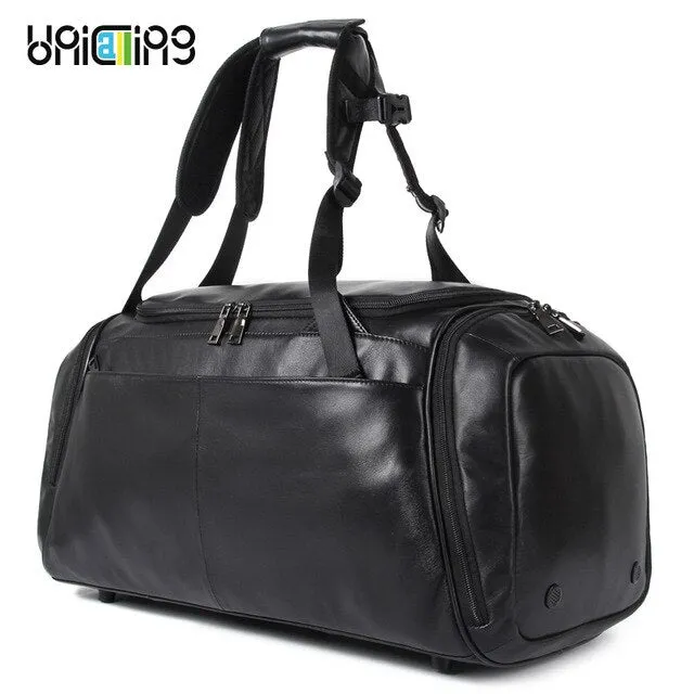 luxury bag stylish leather capacity On-sale fitness Verified seller leather travel luggage bag backpack fashion gym sports UNICALLING genuine bag large