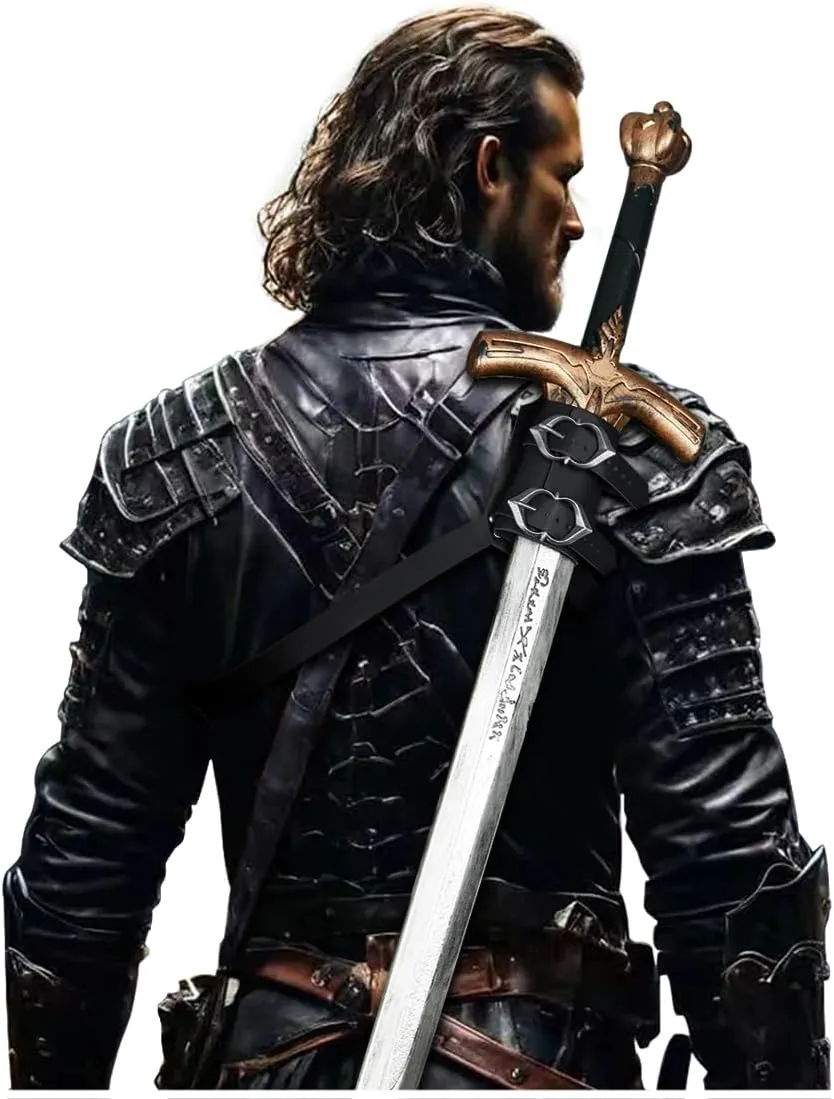 L'VOW Medieval Sword Back Holster Leather Sword Holster Shoulder Sword Frog Belt Knight Cosplay Accessory