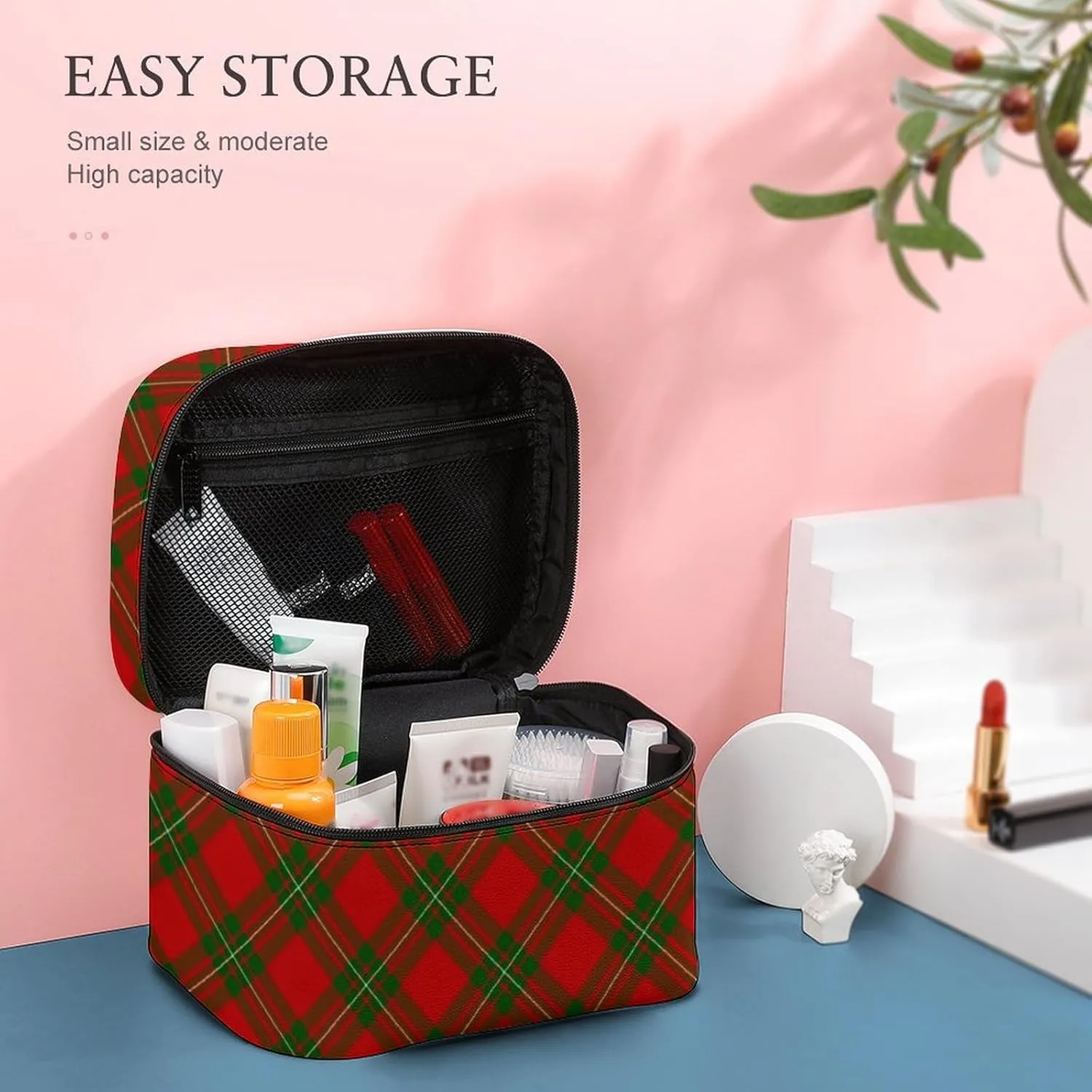 MacGregor Tartan Red Green Plaid Large Capacity Soft And High-value Practical Makeup And Wash Bag