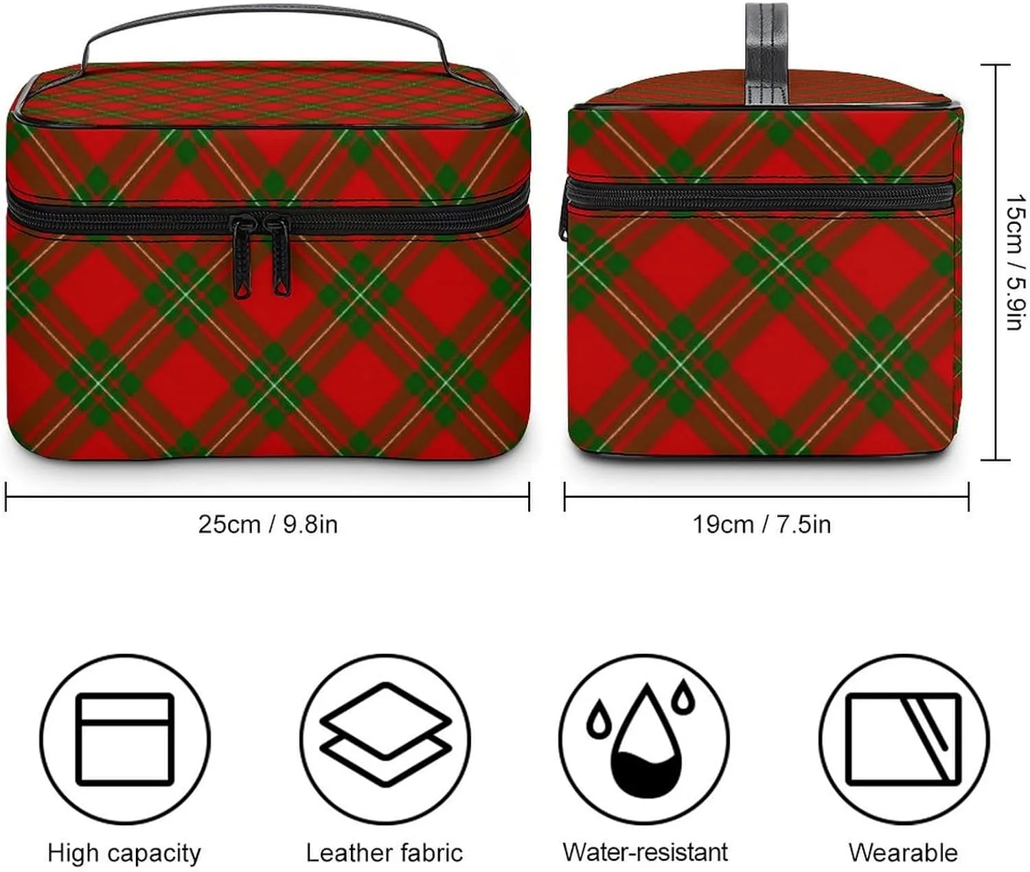 MacGregor Tartan Red Green Plaid Large Capacity Soft And High-value Practical Makeup And Wash Bag