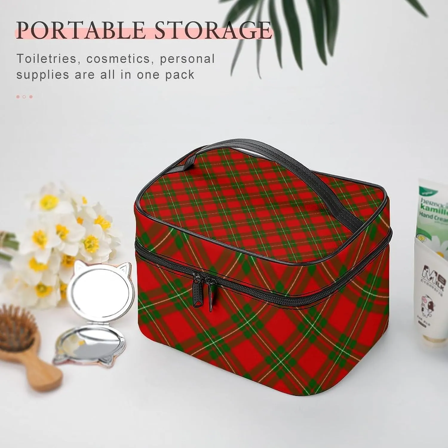 MacGregor Tartan Red Green Plaid Large Capacity Soft And High-value Practical Makeup And Wash Bag